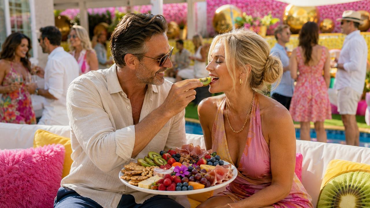 Guests toasting by the pool